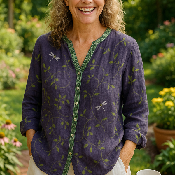 Fern | Relaxed V-Neck Blouse – Timeless Style, Effortless Comfort