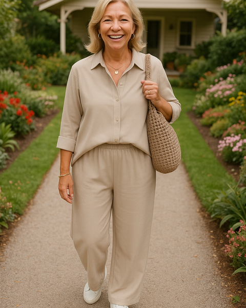 Solena | 2-Piece Cotton-Linen Blend Set - Breathable, Flattering, and Versatile.