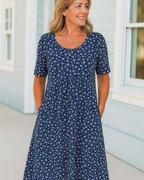 Maribelle | Effortless Floral Midi Dress - Covers upper arms & tummy