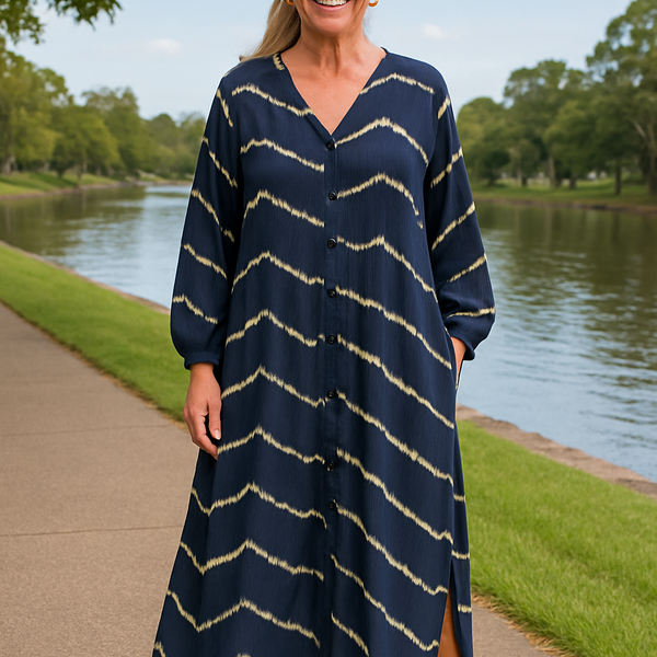 Selora | Boho Stripe Comfort Dress - Tummy Friendly
