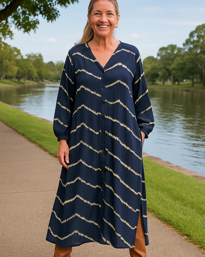 Selora | Boho Stripe Comfort Dress - Tummy Friendly