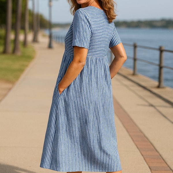 Louise | Striped Midi Dress – Effortless Comfort, Everyday Confidence