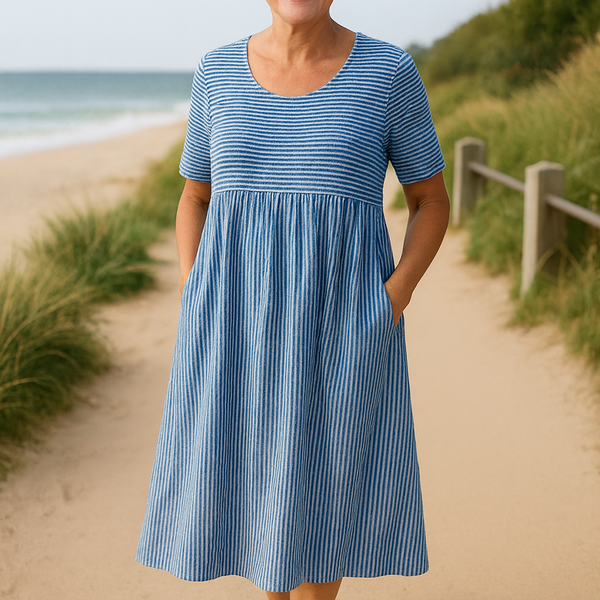 Louise | Striped Midi Dress – Effortless Comfort, Everyday Confidence