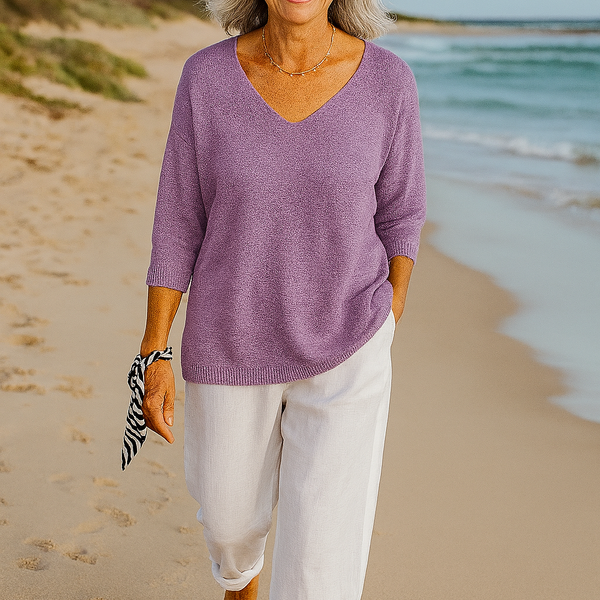 Anwen | Soft Drape V-Neck Knit - Effortlessly elegant