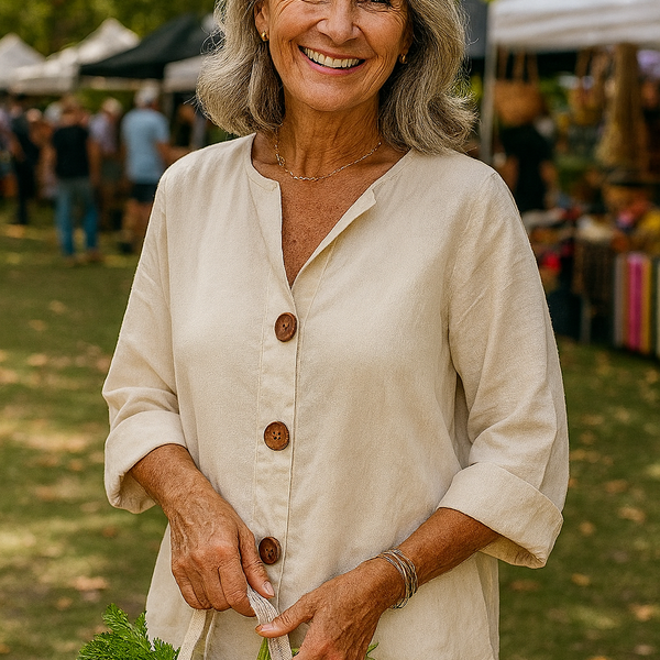 Sage | Cotton-Linen Button Blouse - Effortless Coverage