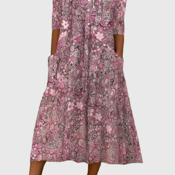 Harlow | Graceful V-Neck Elegance Midi Dress