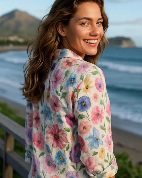 Savannah | Vintage Floral Cotton-Linen Shirt