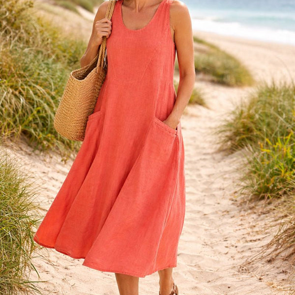 Elara | Effortless Cotton Pocket Dress — Cool, Relaxed & Beautifully Easy (S-5XL)