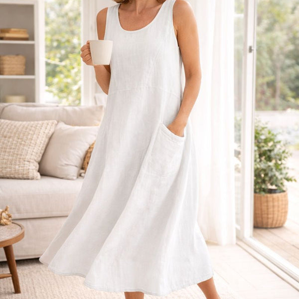 Elara | Effortless Cotton Pocket Dress — Cool, Relaxed & Beautifully Easy (S-5XL)
