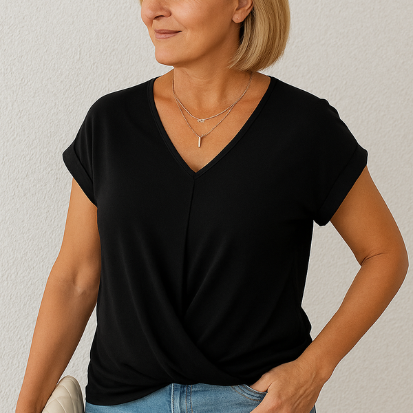 Liana | Soft Drape Twist-Front Top - Flattering, Comfortable & Elegant
