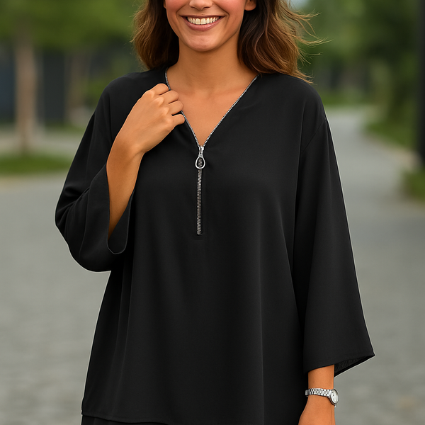 Sienna | Lightweight Chiffon Zipper Blouse