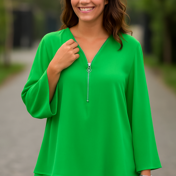 Sienna | Lightweight Chiffon Zipper Blouse