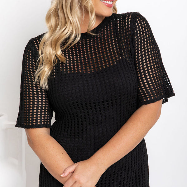 ESSENTIAL - Airlie Crochet Maxi Dress - Natural