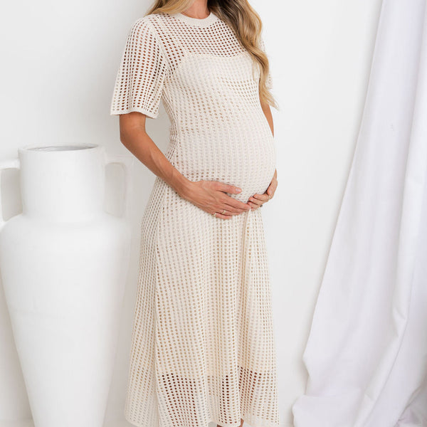 ESSENTIAL - Airlie Crochet Maxi Dress - Natural