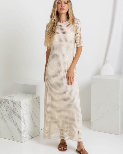 ESSENTIAL - Airlie Crochet Maxi Dress - Natural