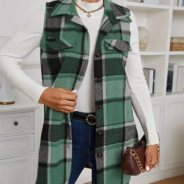 DELILA™ – Gilet à Col Boutonné Décontracté