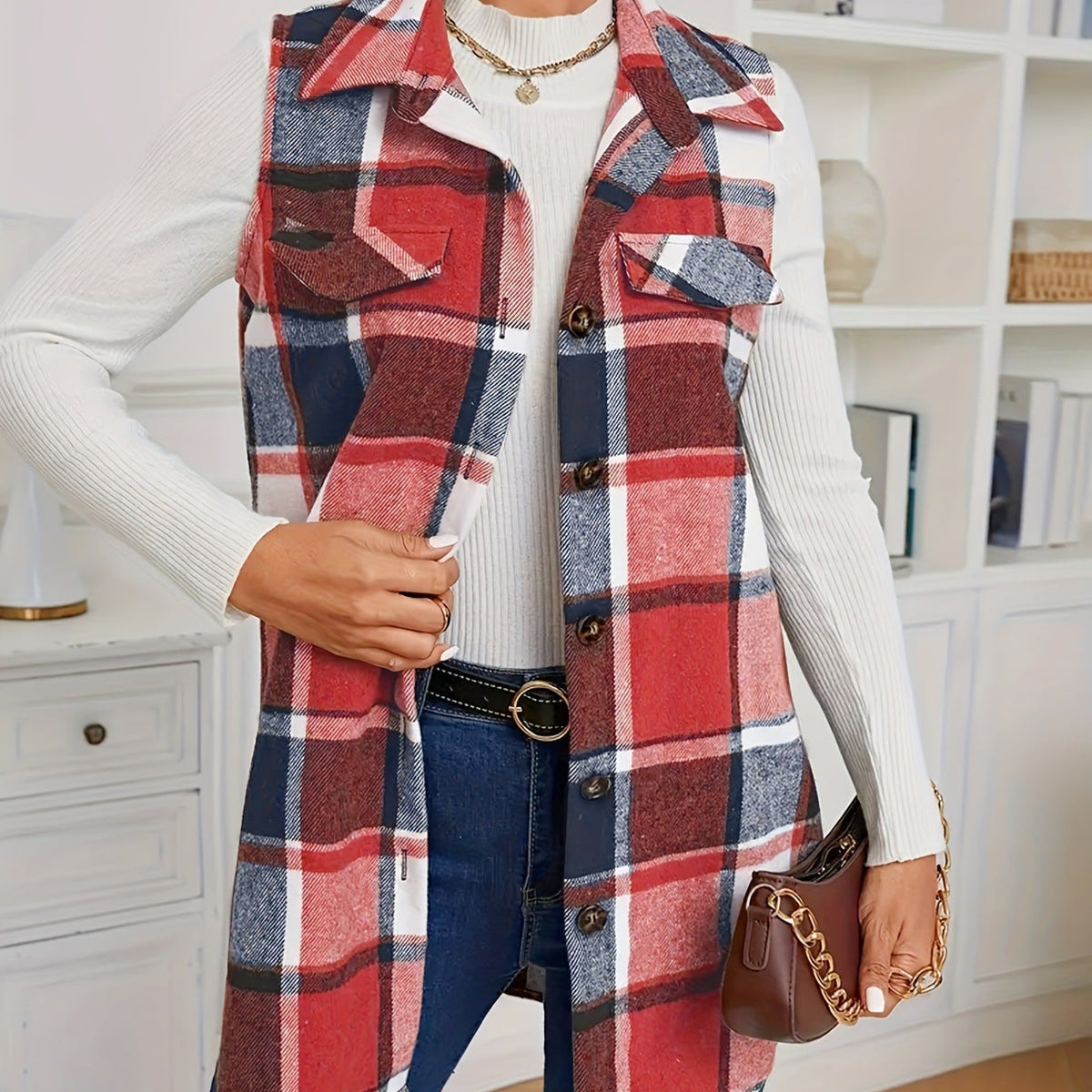 DELILA™ – Gilet à Col Boutonné Décontracté