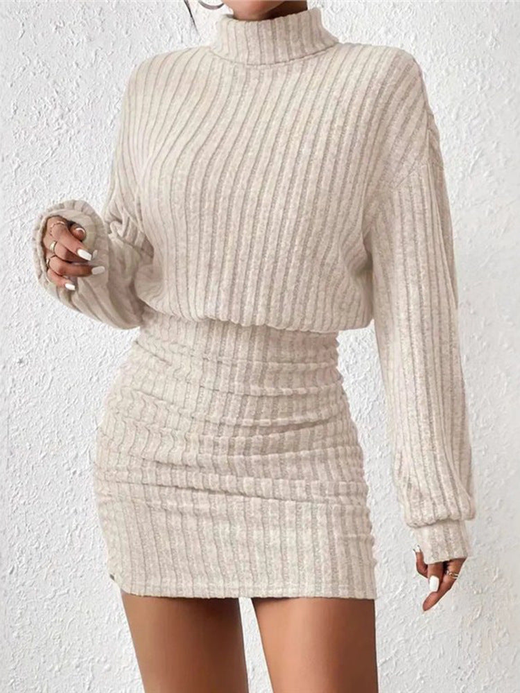 Robe Tricotée à Col Montant Nora