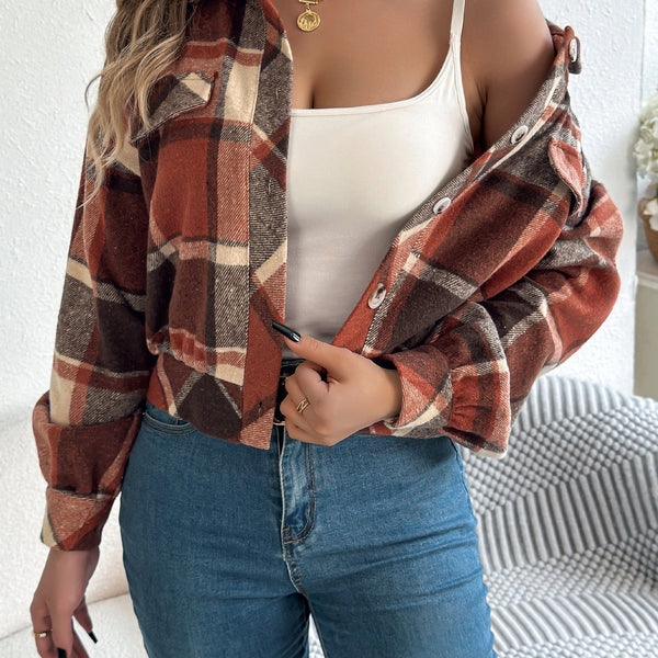 ZABEL™ - Veste à carreaux décontractée à boutons et manches longues