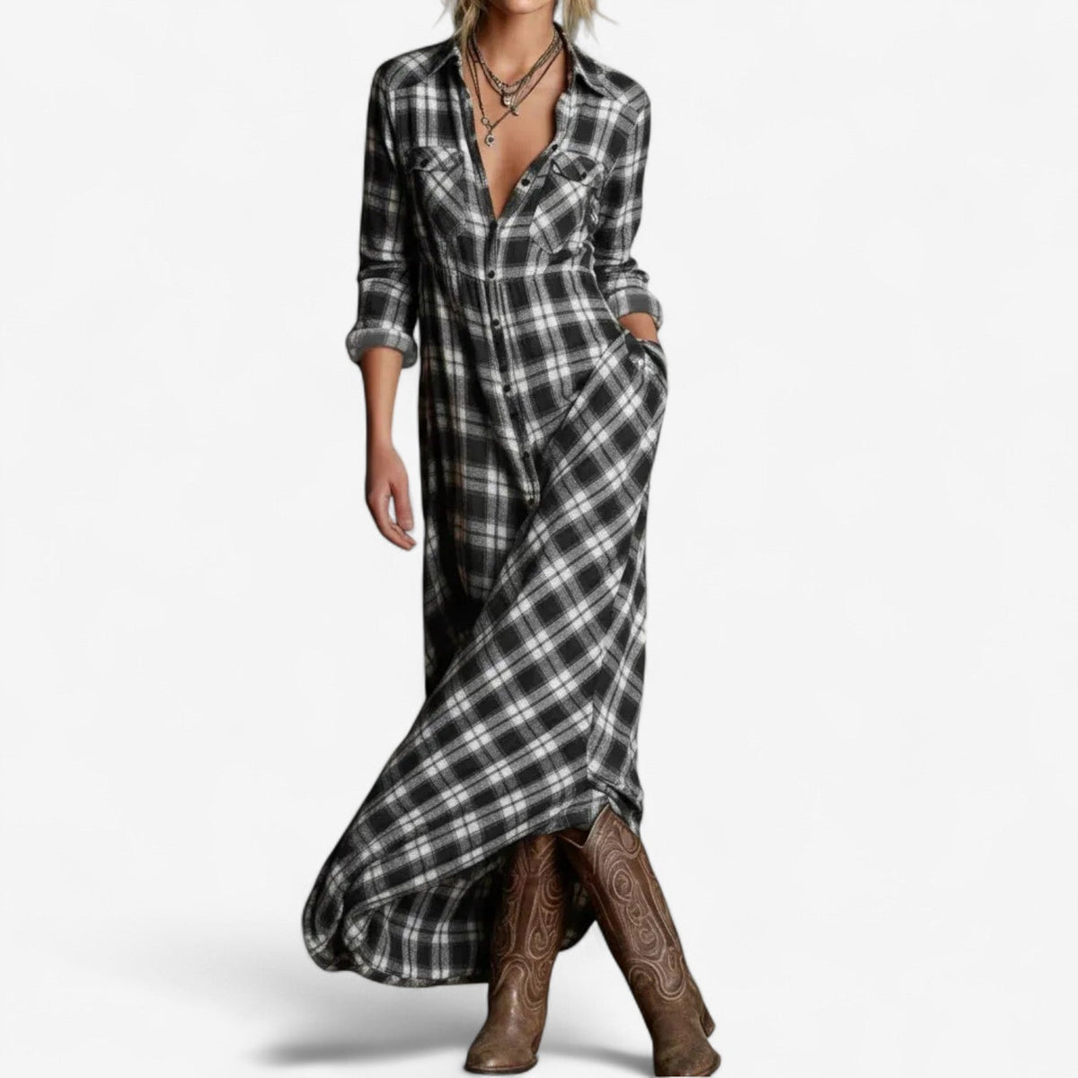 Cécile™ Robe Chemise Maxi Intemporelle