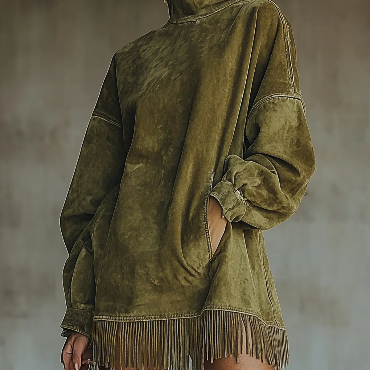 Sheri | Robe en Suède Frangé Confortable