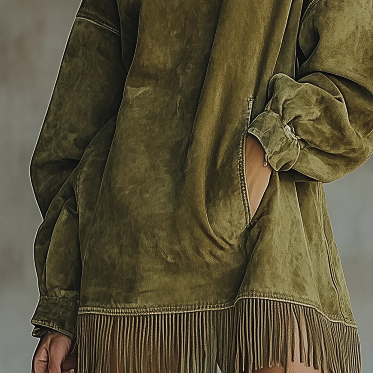 Sheri | Robe Frangée en Suède Doux