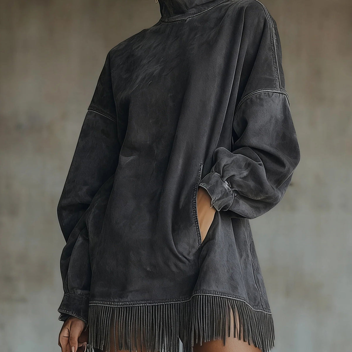 Sheri | Robe en Suède Frangé Confortable