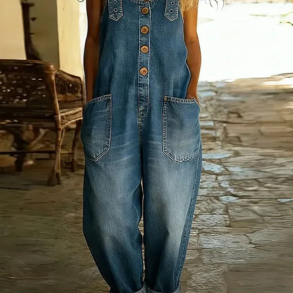 Margaret - Vintage Soft Cotton Denim-Look Overall