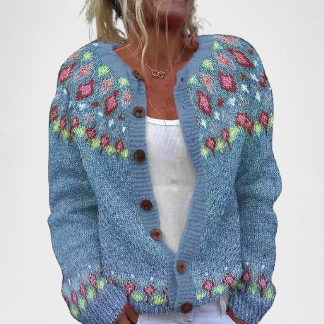 Lianne – Cardigan Tricot Épais avec Motif Chic