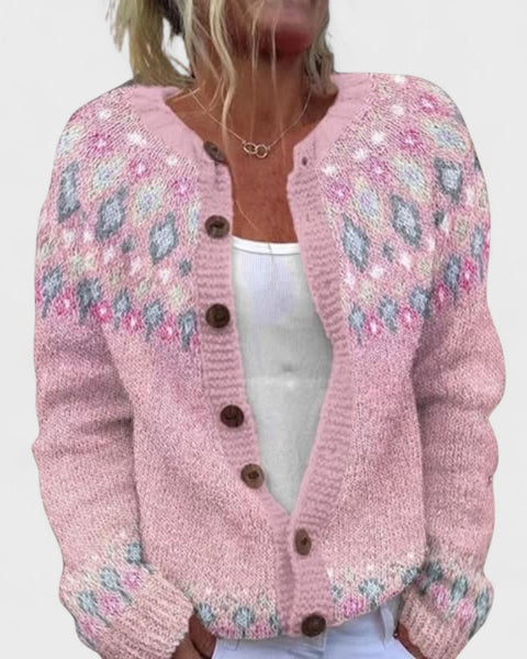 Lianne – Cardigan Tricot Épais avec Motif Chic