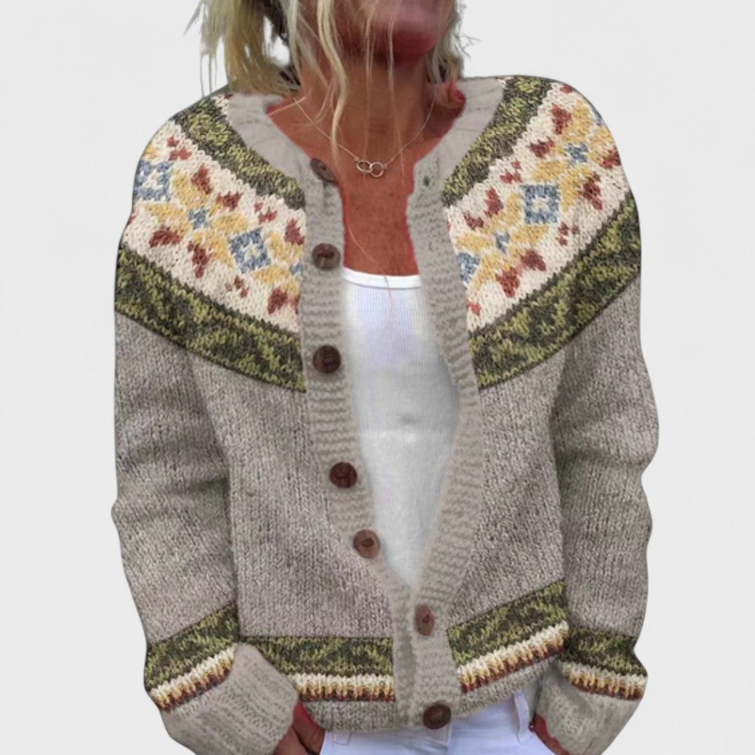 Lianne – Cardigan Tricot Épais avec Motif Chic