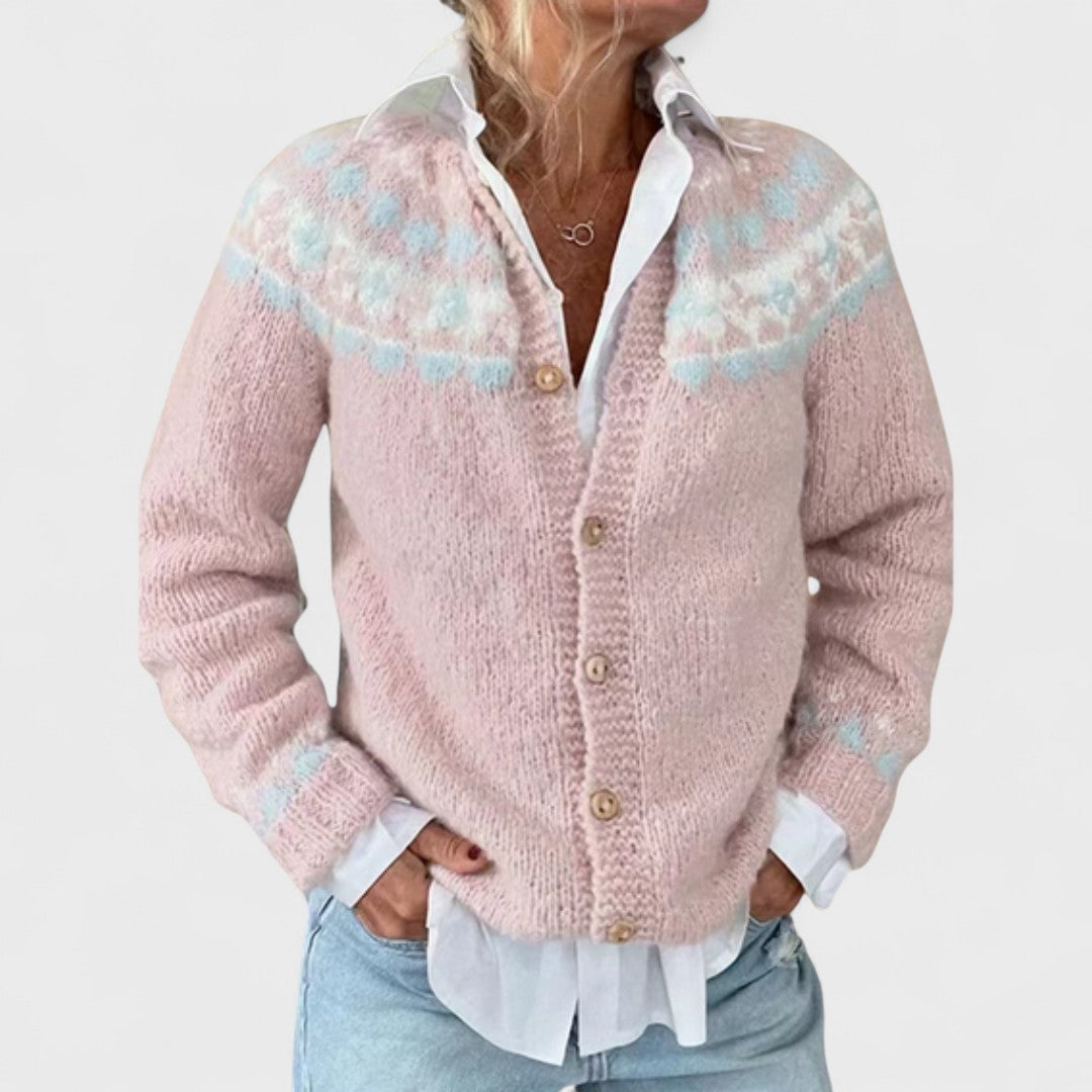 Lianne – Cardigan Tricot Épais avec Motif Chic