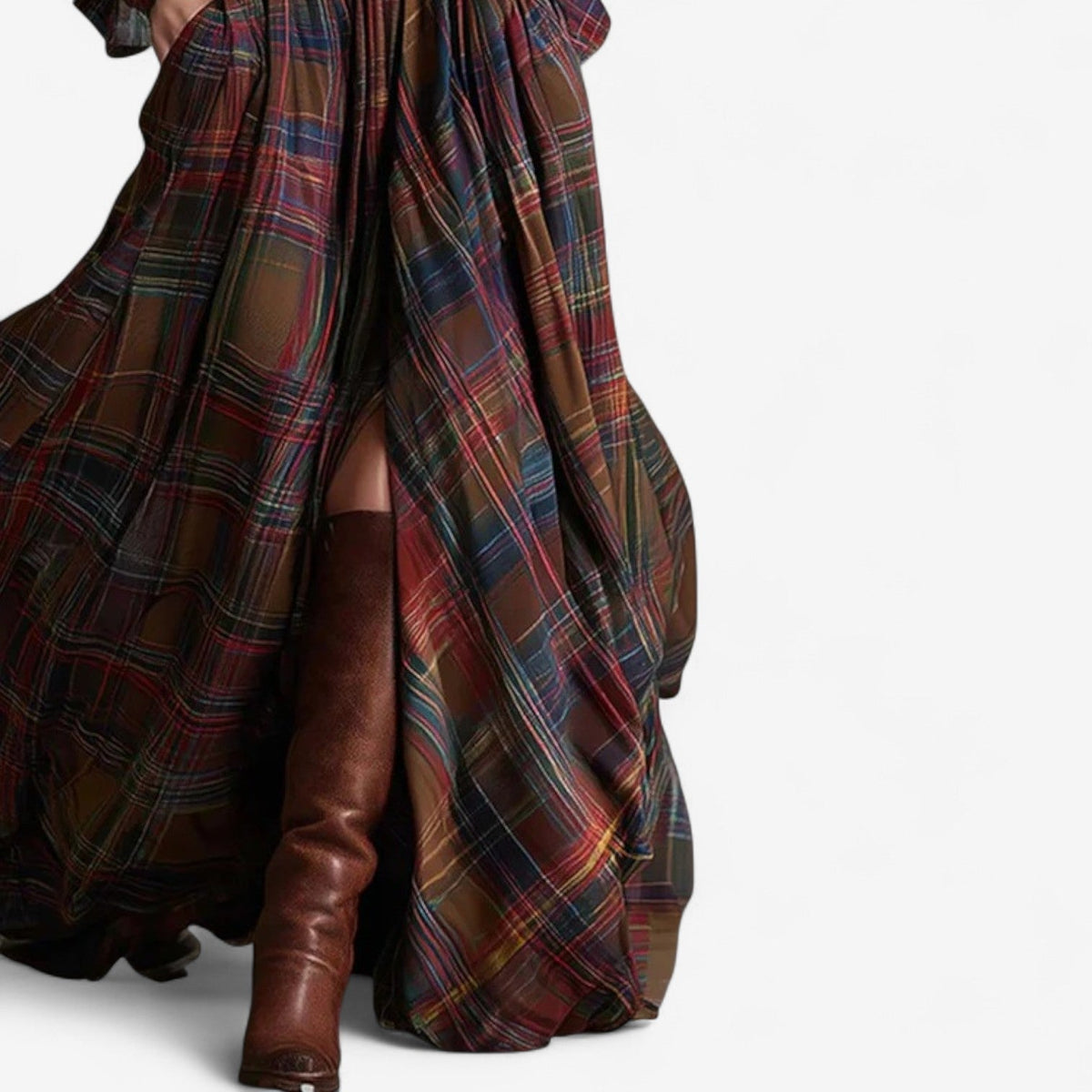 Barboteau™ Robe Maxi à Carreaux Intemporelle