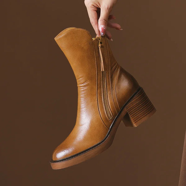 Virelle | Bottes d'hiver à talon bloc en cuir premium