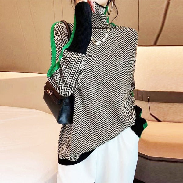 Eleanor | Col Roulé Luxe en Chevron