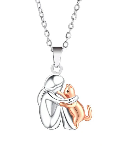 Cat Hug Pendant Necklace