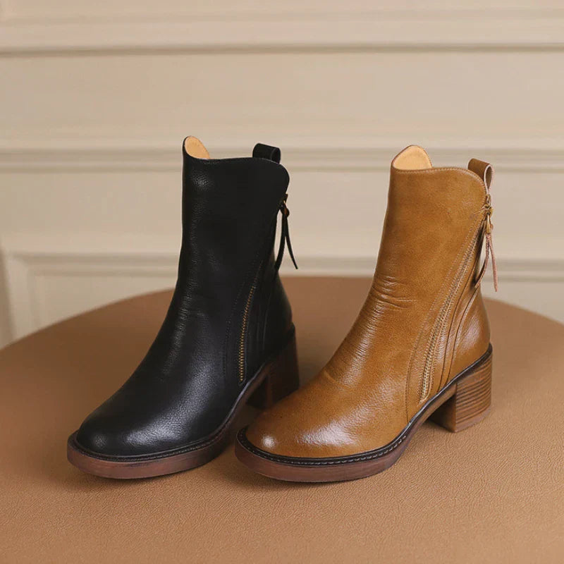 Virelle | Bottes d'hiver à talon bloc en cuir premium