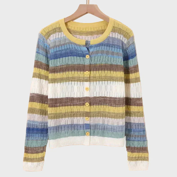 Desiree | Cardigan Tricoté Avec Design Rayé Inspiré des Années Passées