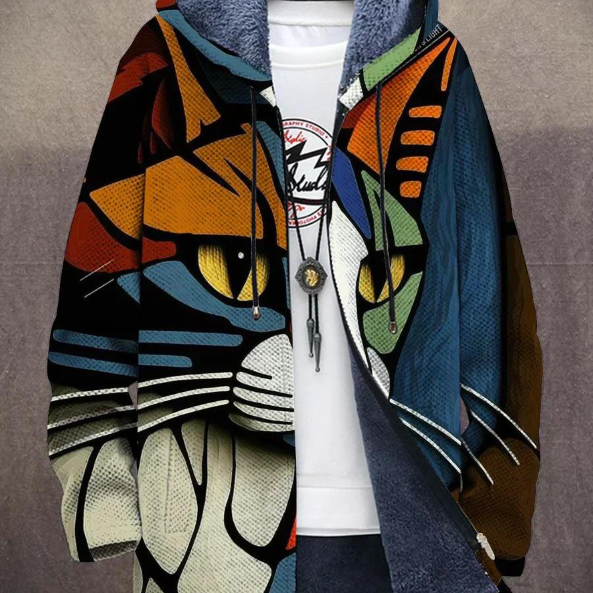 Faye | Sweat à capuche abstrait avec chat