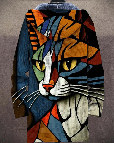 Faye | Sweat à capuche abstrait avec chat