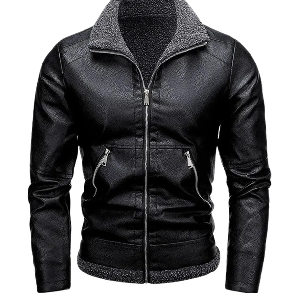 Veste en Cuir Élégant en Fleece
