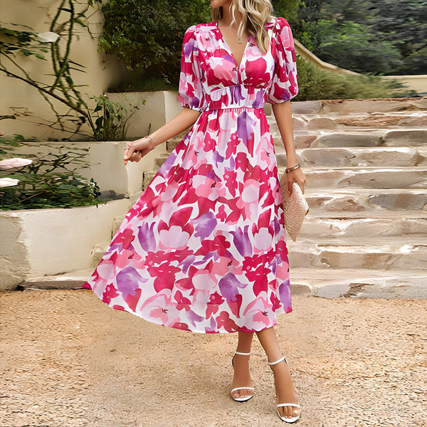 Isolde - Robe midi à décolleté en V