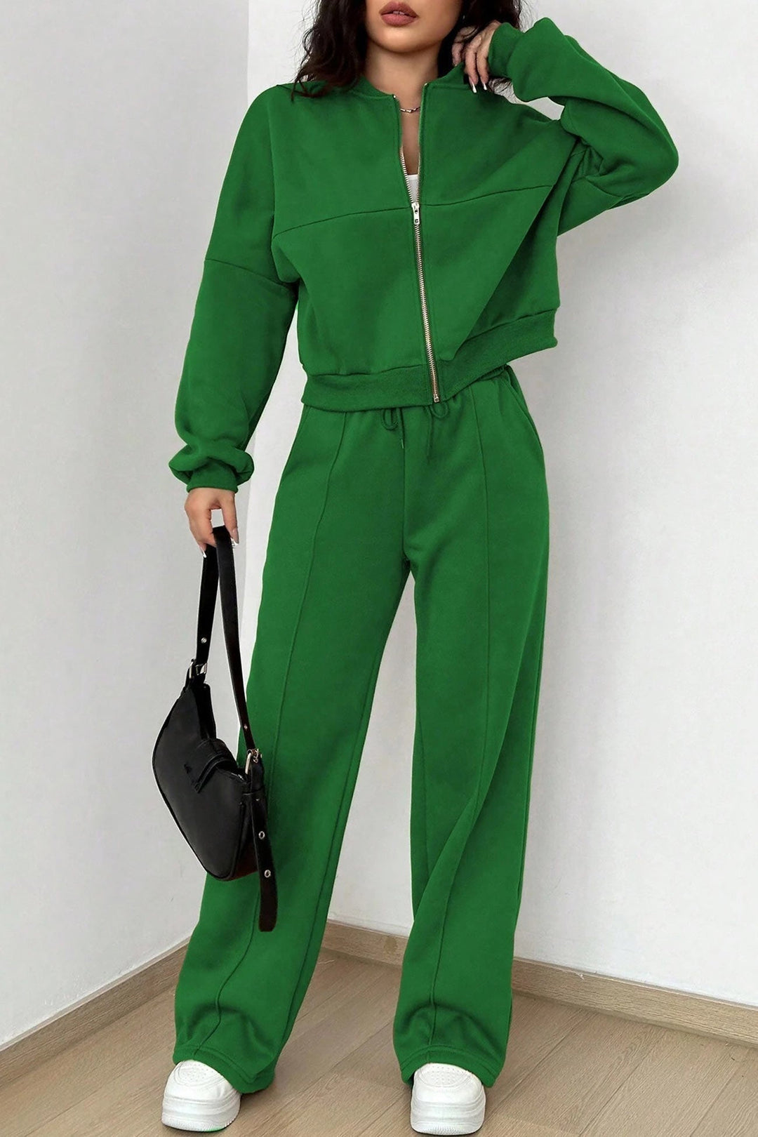 Ensemble de Pantalon et Cardigan Col Montant à Zip