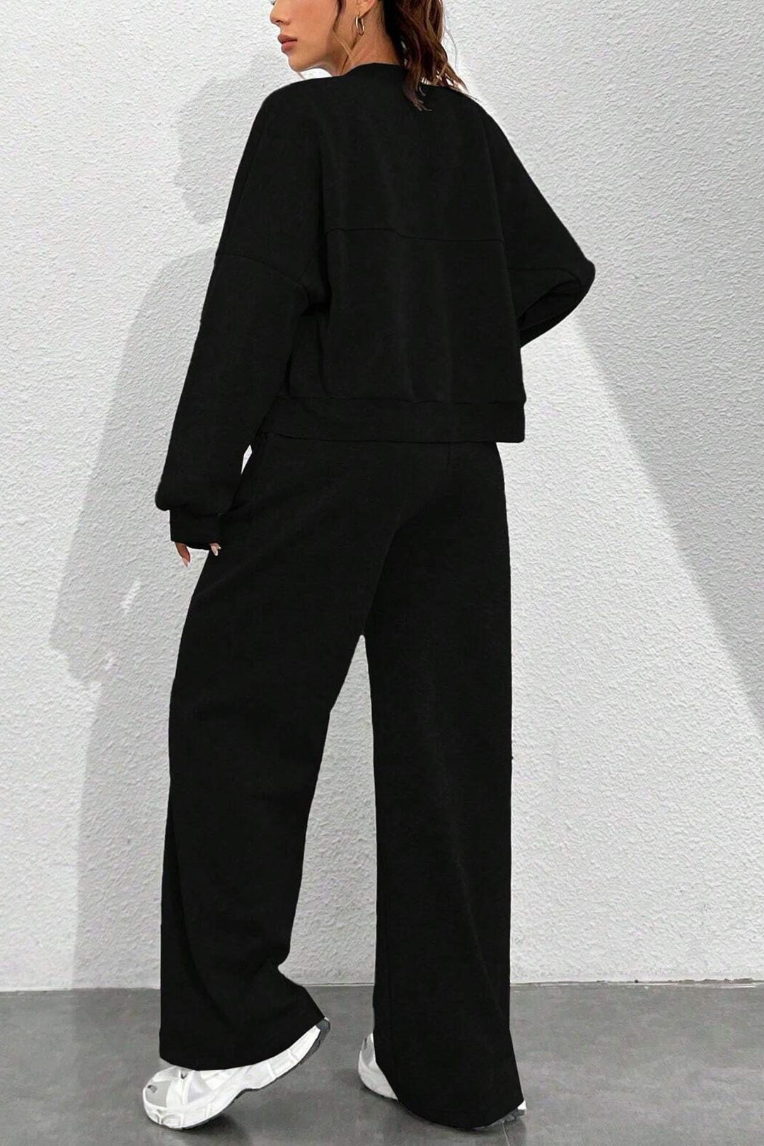 Ensemble de Pantalon et Cardigan Col Montant à Zip