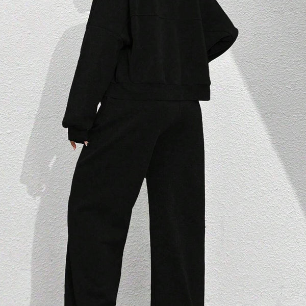 Veste Cardigan sans Col à Zip et Pantalon