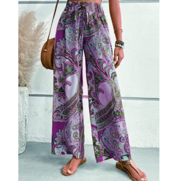 Theia | Boho Paisley Print Summer Trousers