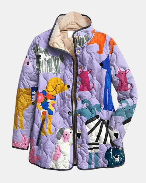 Rhea | Veste Quilted Décontractée avec Imprimé Chien