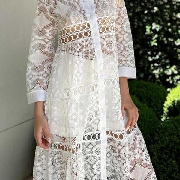 Cassia | Elegant Lace Button Shirt – Timeless Elegance, Everyday Comfort