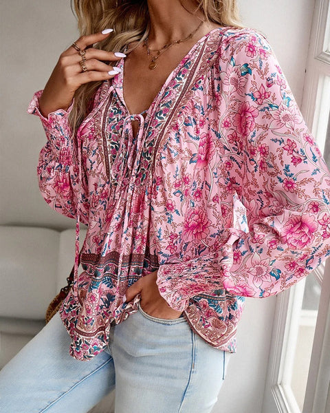 Savina | Comfort Floral Blouse - Relaxed, Flattering Fit, Breathable Fabric