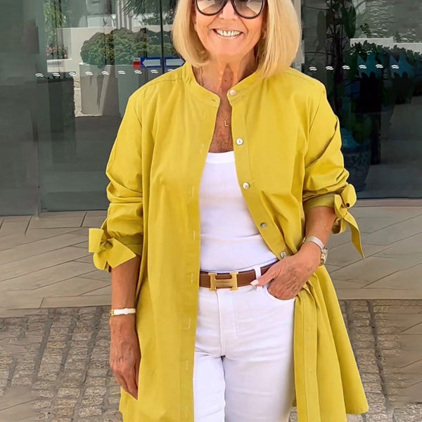 CÉLINA™ - Manteau Chemise Long Chic